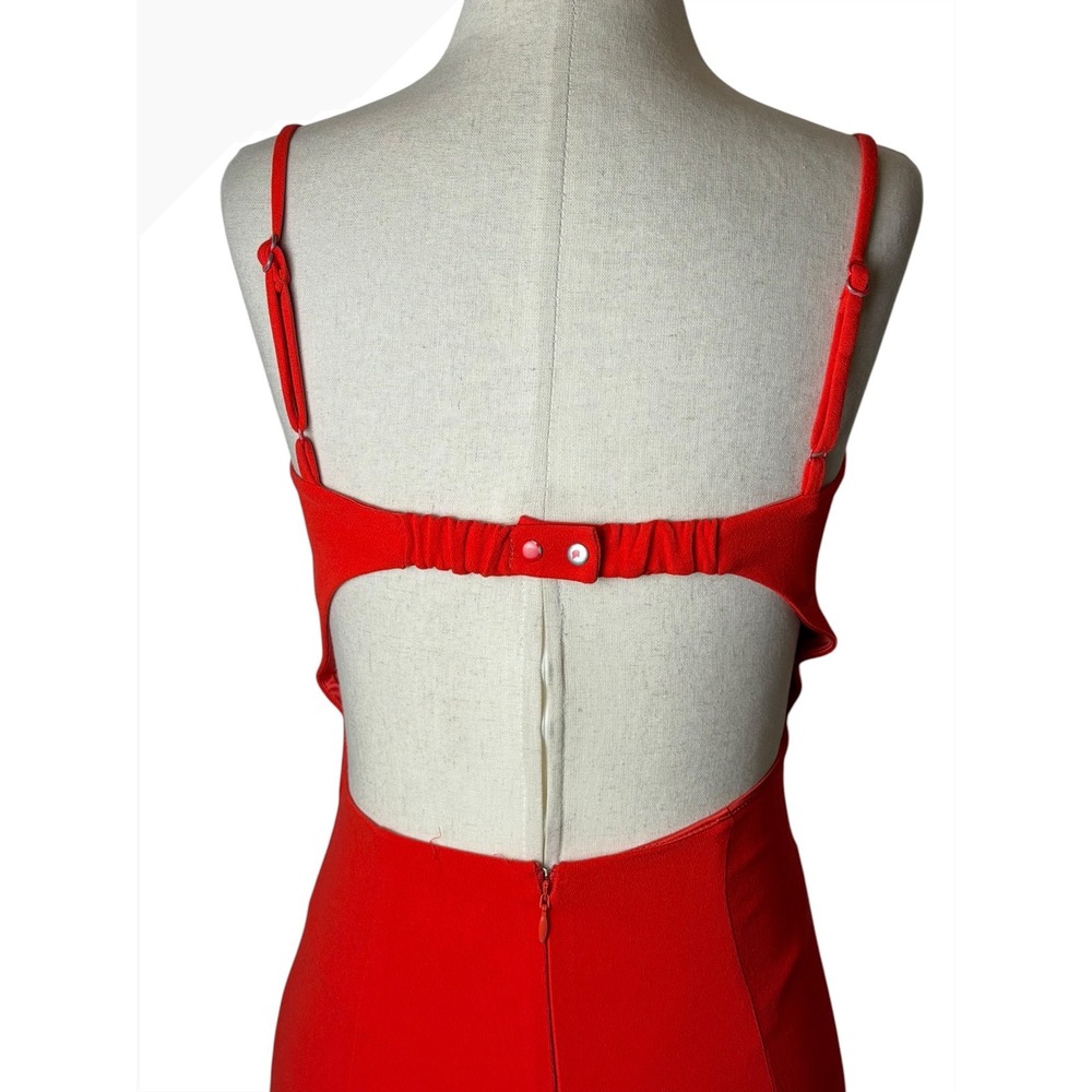 Bardot Vienna Midi Dress Women XS Flame Orange Cutout Bodycon Party Cocktail - Picture 5 of 12